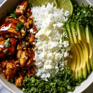 Warm Honey Lime Chicken served with Avocado Rice Bowl