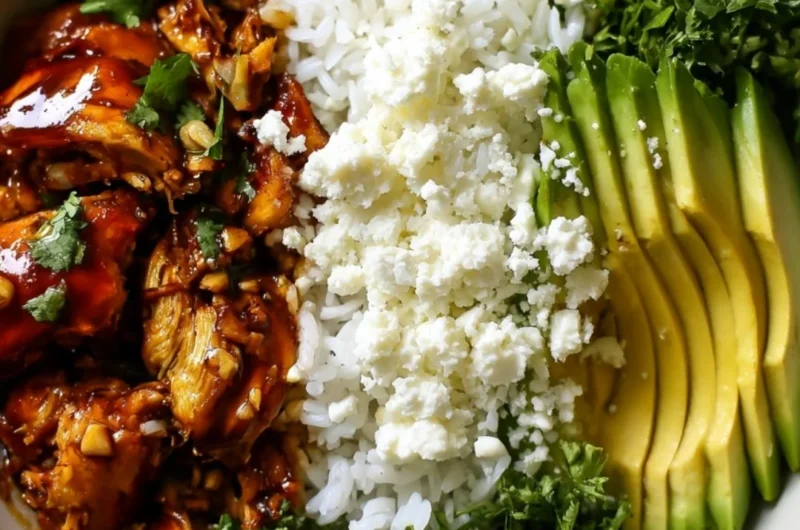 Warm Honey Lime Chicken served with Avocado Rice Bowl